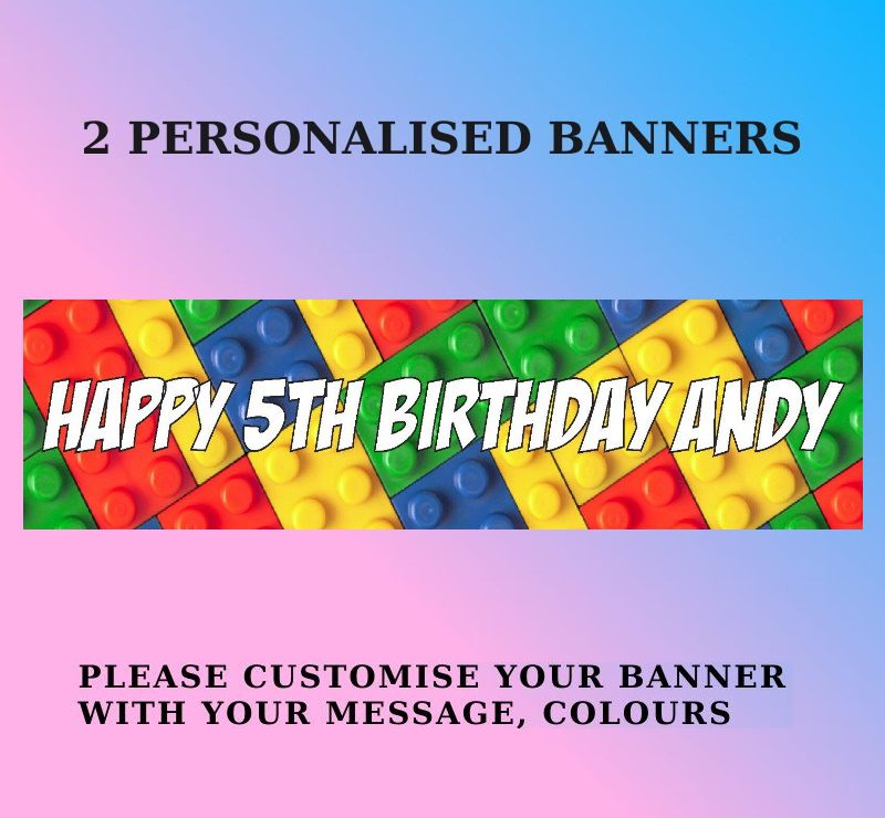 Personalised Non-Photo Banner - Lego - All Occasions - Birthday Party, Christening, Child, Toys 1 Personalised Non-Photo Banner - Lego - All Occasions - Birthday Party, Christening, Child, Toys