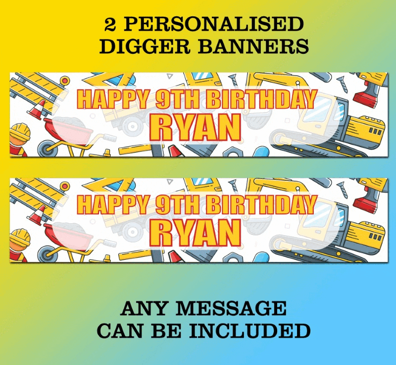 Cars, Trains, Space and Digger Banners 6 cars, digger, space and train