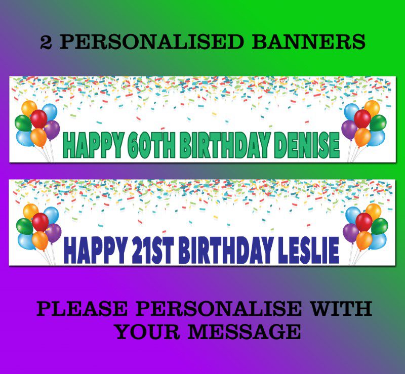 Personalised Non-Photo Banner Confetti Balloons - Christening Birthday Party Occasions
