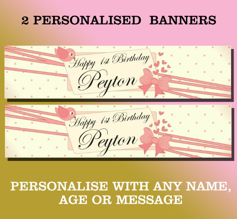 Personalised Non-Photo Banner - Cute Girl - All Occasions, Christening, Birthday Party