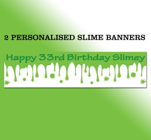 Personalised Non-Photo Banner - Slime - Christening Birthday Party Kids Nursery - name age