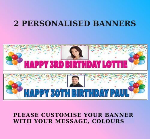 Personalised Photo Banner # - All Occasions Christening Birthday Party - name age