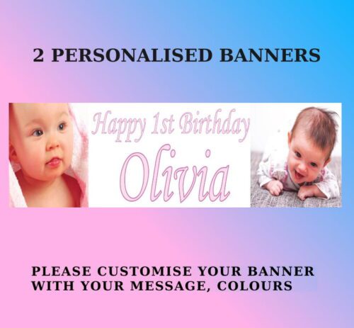 Personalised Photo Banners - All Occasions - Christening, Birthday Party, Name, Age